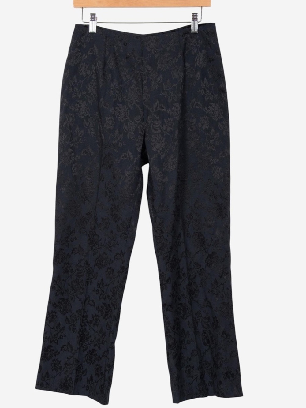 vintage 90s black dark romantic damask rose print goth pants size large